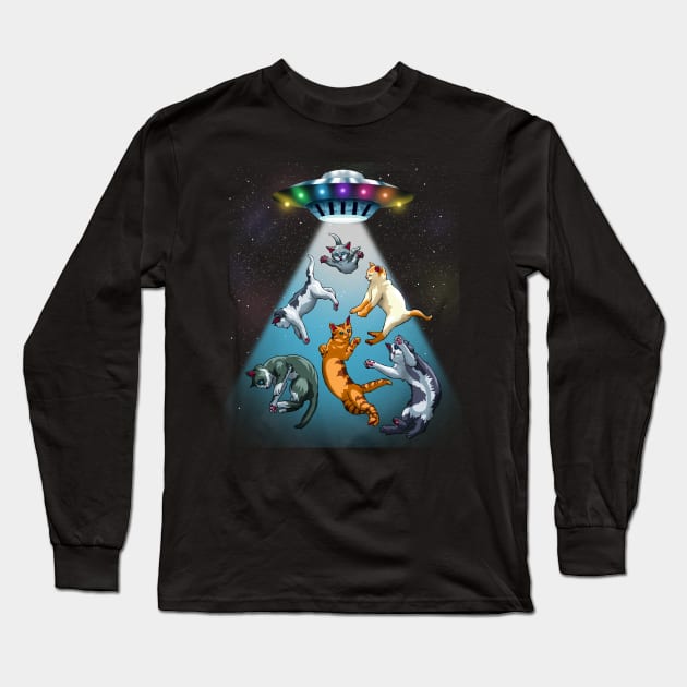 UFO Kitten Cats Funny Outerspace Pun For Cat Lovers Long Sleeve T-Shirt by Blink_Imprints10